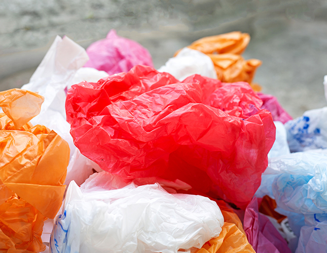 Plastic bags in sorting centres